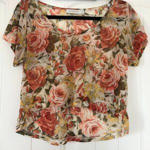 Aritzia MINKPINK Floral Hi-Lo Crop Top